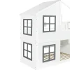 ModernLuxe Lit superposé enfant 90x200 cm avec fenêtre - avec échelle de rangement - bois massif + MDF - blanc + gris (sans matelas)*Enfant Lit Enfant