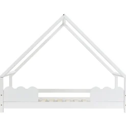 Lit Superposé enfant 90x200 cm - Lit Simple en Bois Massif de Pin, Capacité 120 kg, Sans Matelas, Blanc><noscript><img width=