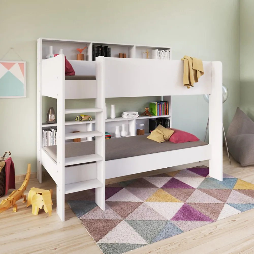 Lit superposé LUCKY 90x190 + 2 sommiers / Blanc>Weber Industries Outlet