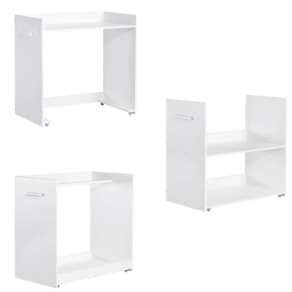 Simple Life Lit superposé multifonction, avec protection, bureau, armoire, casiers, 2 casiers dans escalier, pin MDF, blanc, 90x200cm*Enfant Lit Enfant