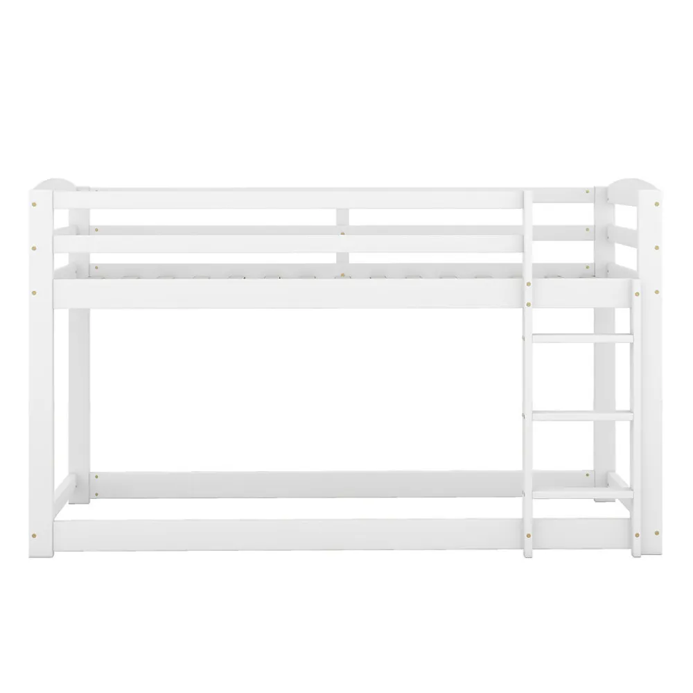 Lit superposé pour enfants, lit cadre bois massif pin, montage facile, blanc, 90x200 cm>Simple Life Hot