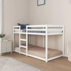 Lit superposé sans matelas blanc 90x190 cm bois de pin massif><noscript><img width=