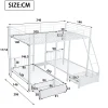 ProximaX Lit superposé triple, cadre de lit métallique, 140x200cm et 2 lit 90x200cm, avec échelle et 2 tiroirs, sommier inclus, blanc*Enfant Lit Enfant