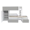 Lit superposé 90x190 avec armoire et tiroirs TWEEL Gris et Blanc incl. 2 sommiers>Bb Loisir Sale