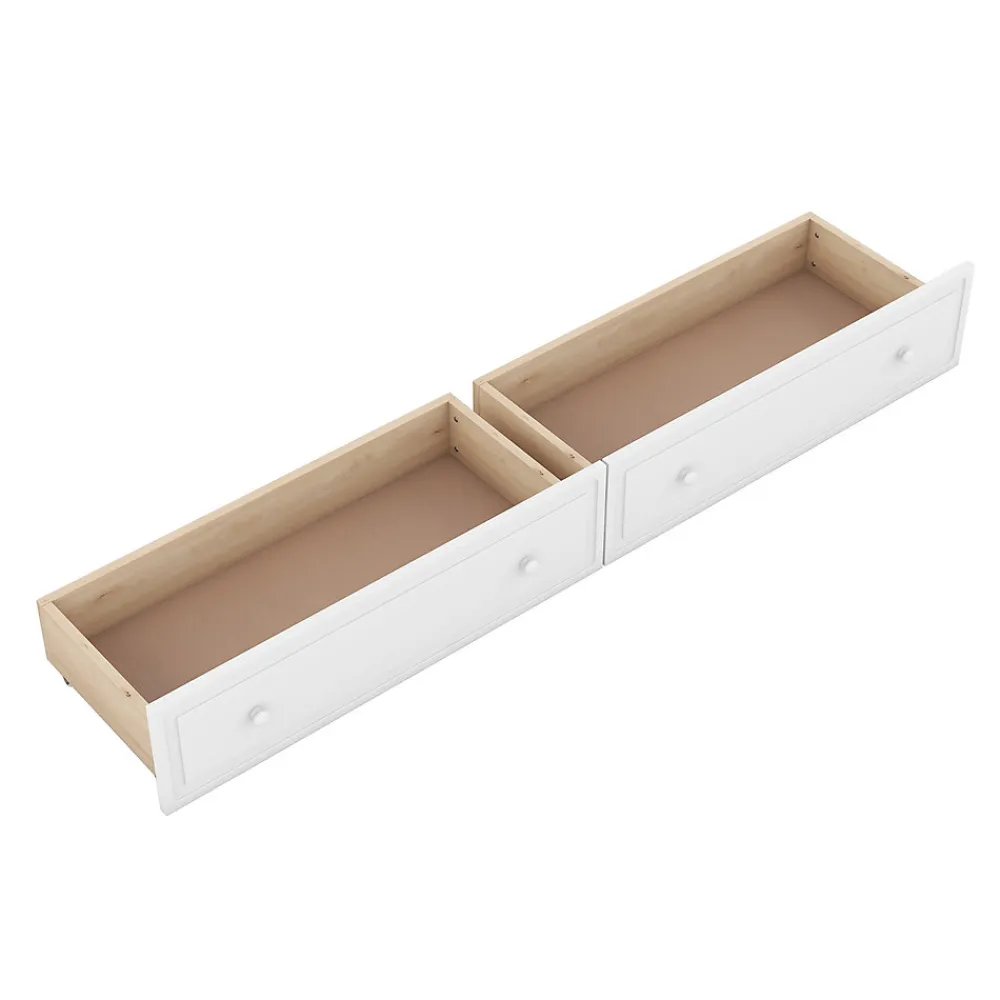 Lit Superposé 90x200 cm - Lit enfant avec 2 Tiroirs de Rangement - Bois de Pin et MDF Robuste - Blanc - Sans Matelas>Okwish