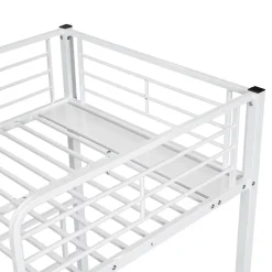 Fortuna lai Lit superposé 90x200 cm, 3 lits, échelle, table, cadre métal, blanc*Enfant Lit Enfant