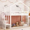 Redom Lit superposé 90x200 cm avec échelle de sécurité et grand rangement, structure en bois massif blanc*Enfant Lit Enfant