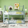 Lit superposé 140x200 cm avec échelle intégrée et structure en bois massif, design loft gris>Redom Clearance