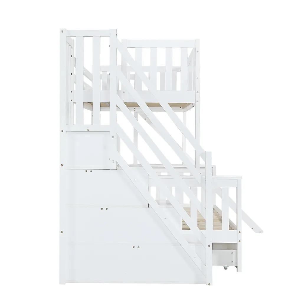 Lit superposé 90x200 cm, avec fenêtre, toboggan, étagères, 4 rangements, cadre bois>Fortuna lai Hot