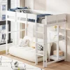 Redom Lit superposé 90x200 cm avec étagère intégrée et garde-corps, structure en pin massif blanc, solution gain de place*Enfant Lit Enfant