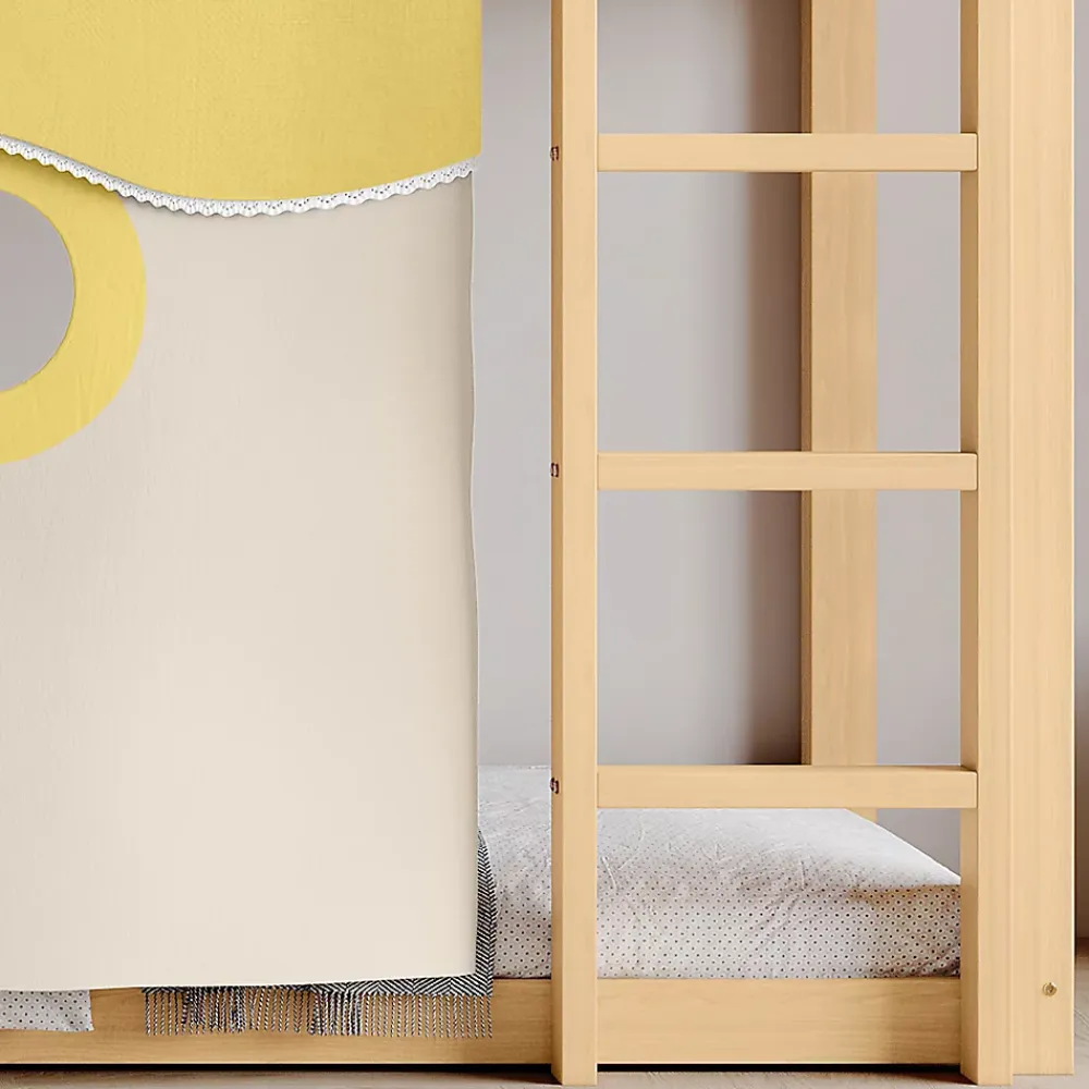 Redom Lit superposé 90x200 cm avec toboggan et escalier intégrés, structure pin et MDF, design naturel pour chambre enfant*Enfant Lit Enfant