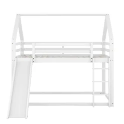 Redom Lit superposé 140x200 cm avec toboggan et échelle, structure en pin massif et MDF, style maison ludique*Enfant Lit Enfant