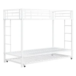 ProximaX Lit superposé 90x200 cm blanc, cadre en fer, lit gigogne 90x190 cm, sommier à lattes, 2 échelles, certifié EN747, durable*Enfant Lit Enfant