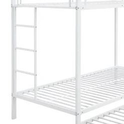 ProximaX Lit superposé 90x200 cm blanc, cadre en fer, lit gigogne 90x190 cm, sommier à lattes, 2 échelles, certifié EN747, durable*Enfant Lit Enfant