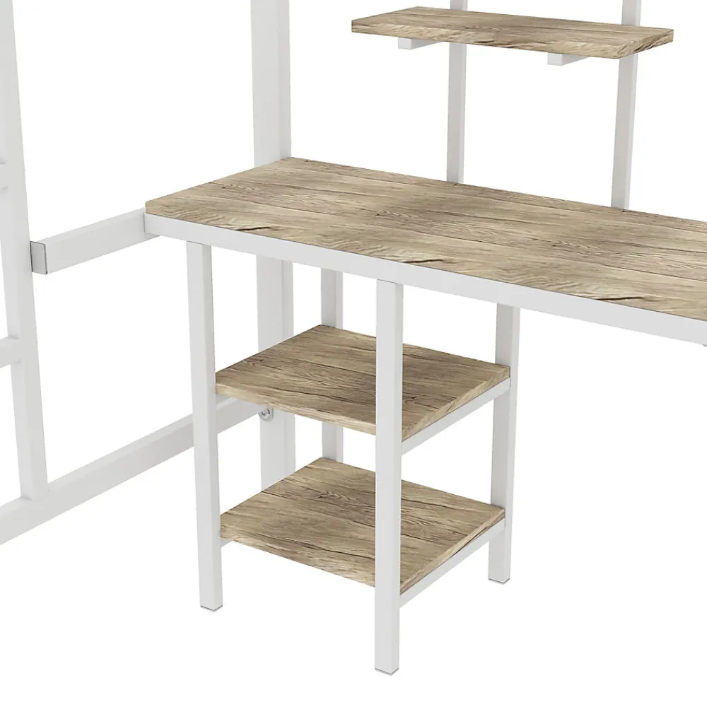 Lit superposé 90x200 cm, cadre métal, table, étagères, sécurité, pour enfants et ados>Fortuna lai