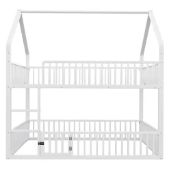 Redom Lit superposé 140x200 cm en métal avec échelle intégrée et porte ouvrante, style maison ludique*Enfant Lit Enfant