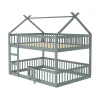 ProximaX Lit superposé 140x200 cm gris bois massif, style loft, escalier, pratique et sécurisé pour enfants et familles*Enfant Lit Enfant
