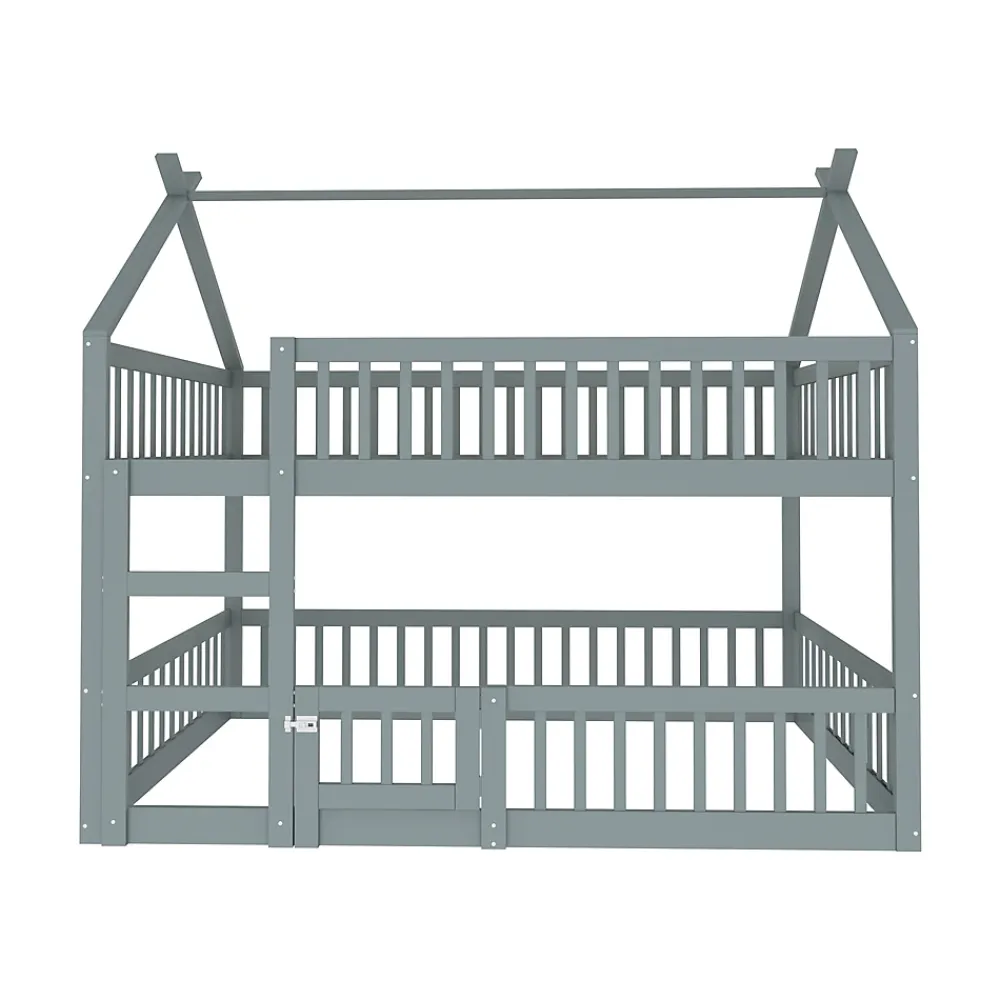 ProximaX Lit superposé 140x200 cm gris bois massif, style loft, escalier, pratique et sécurisé pour enfants et familles*Enfant Lit Enfant