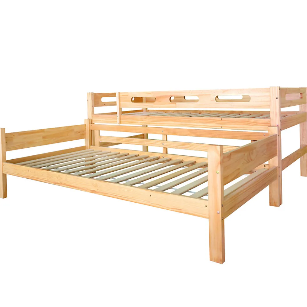 Lit superposé 90x200 cm naturel, 2 couchages, séparable en lits simples, cadre pin stable, sommier à lattes, montage facile>ProximaX Best