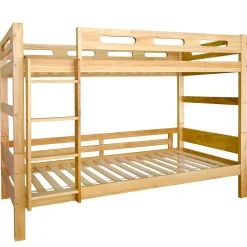 Lit superposé 90x200 cm naturel, 2 couchages, séparable en lits simples, cadre pin stable, sommier à lattes, montage facile><noscript><img width=