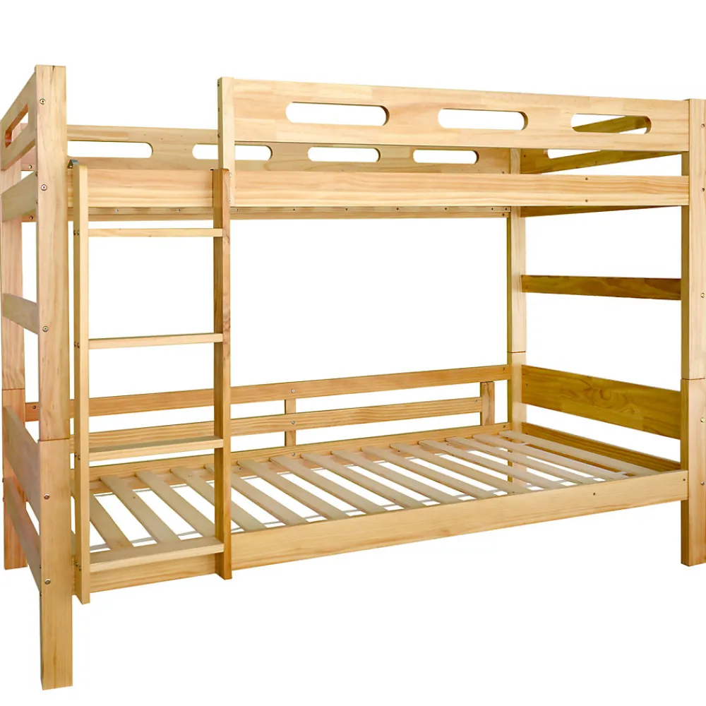 Lit superposé 90x200 cm naturel, 2 couchages, séparable en lits simples, cadre pin stable, sommier à lattes, montage facile>ProximaX Best