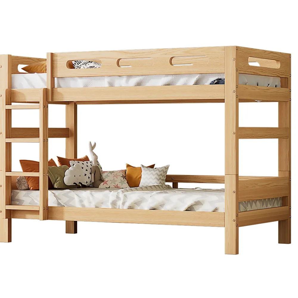 Redom Lit superposé 90x200 cm séparable en 2 lits simples, structure bois massif naturel, montage facile*Enfant Lit Enfant