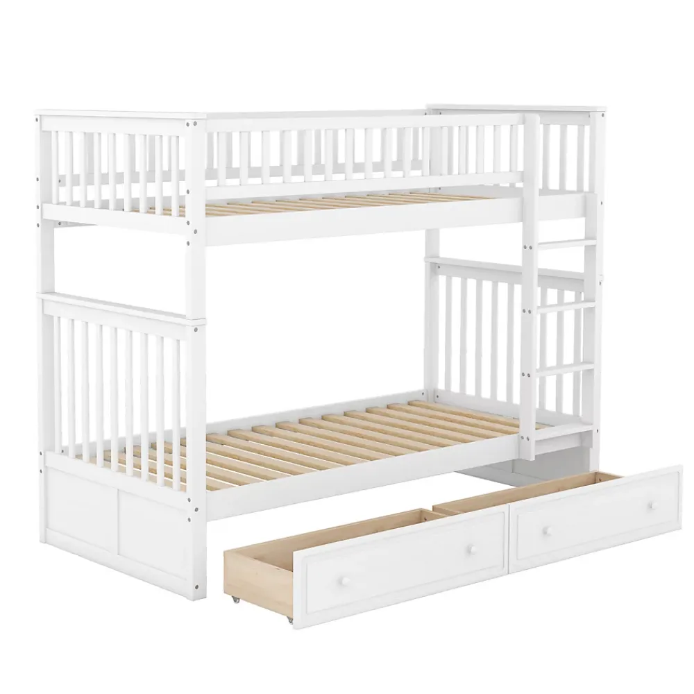 ProximaX Lit superposé 90x200cm pour enfants avec tiroirs, convertible, fonctionnel, blanc, Lit cabriolet pratique et gain de place*Enfant Lit Enfant