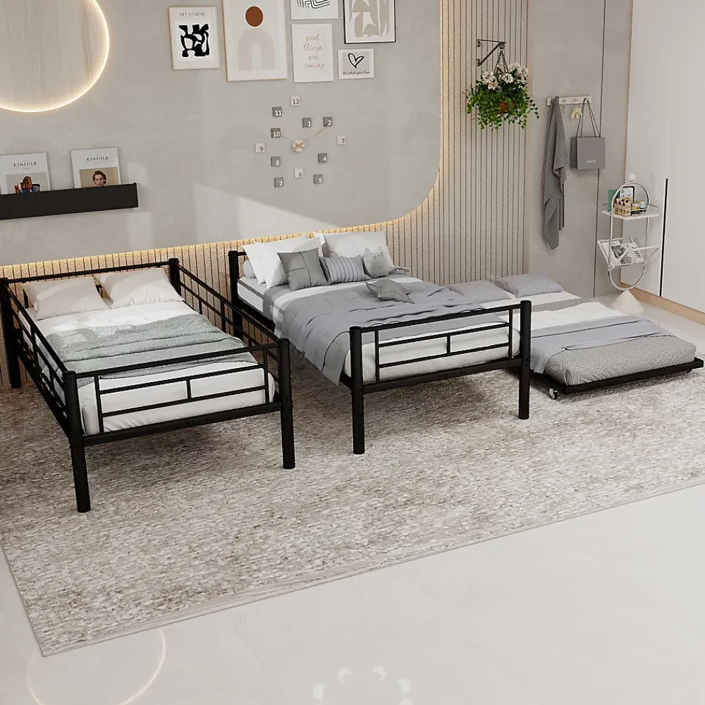 Redom Lit superposé 196,6x97,8x156,5 cm en métal noir, convertible en 2 lits avec échelle antidérapante*Enfant Lit Enfant