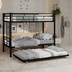 Redom Lit superposé 196,6x97,8x156,5 cm en métal noir, convertible en 2 lits avec échelle antidérapante*Enfant Lit Enfant