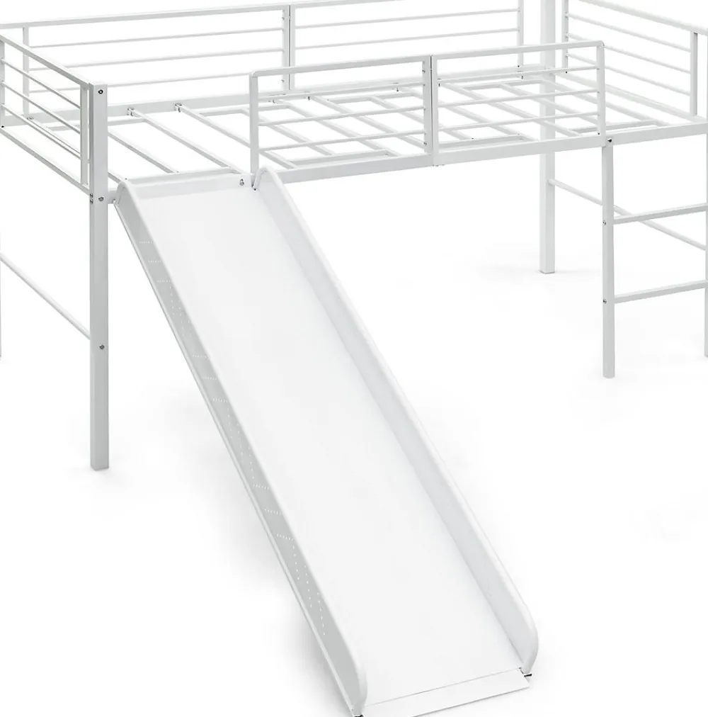 Lit Superpose avec Echelle et Toboggan Amovible Cadre de Lit pour Enfant avec Cloture de Securite>Giantex Discount
