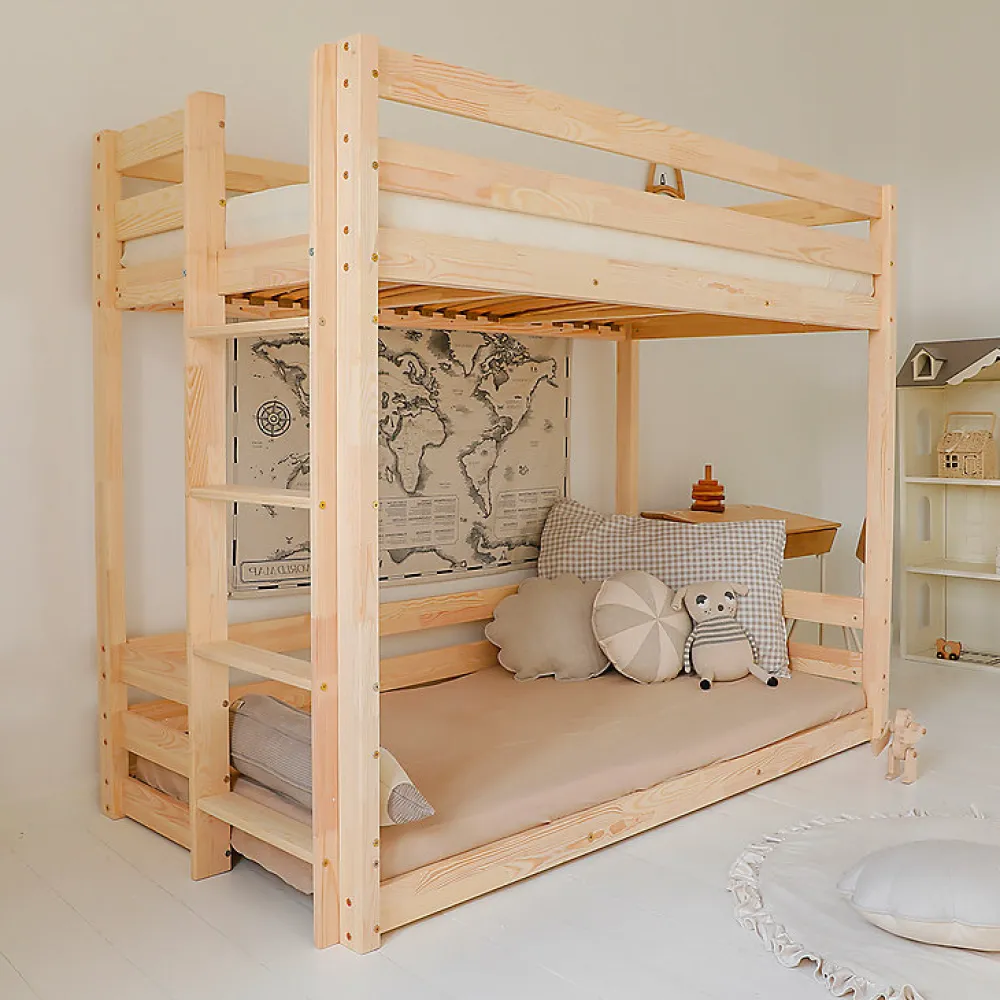 Lit superpose 90x200 au sol sommiers inclus Anaëlle Bois>Petits-Meubles Best