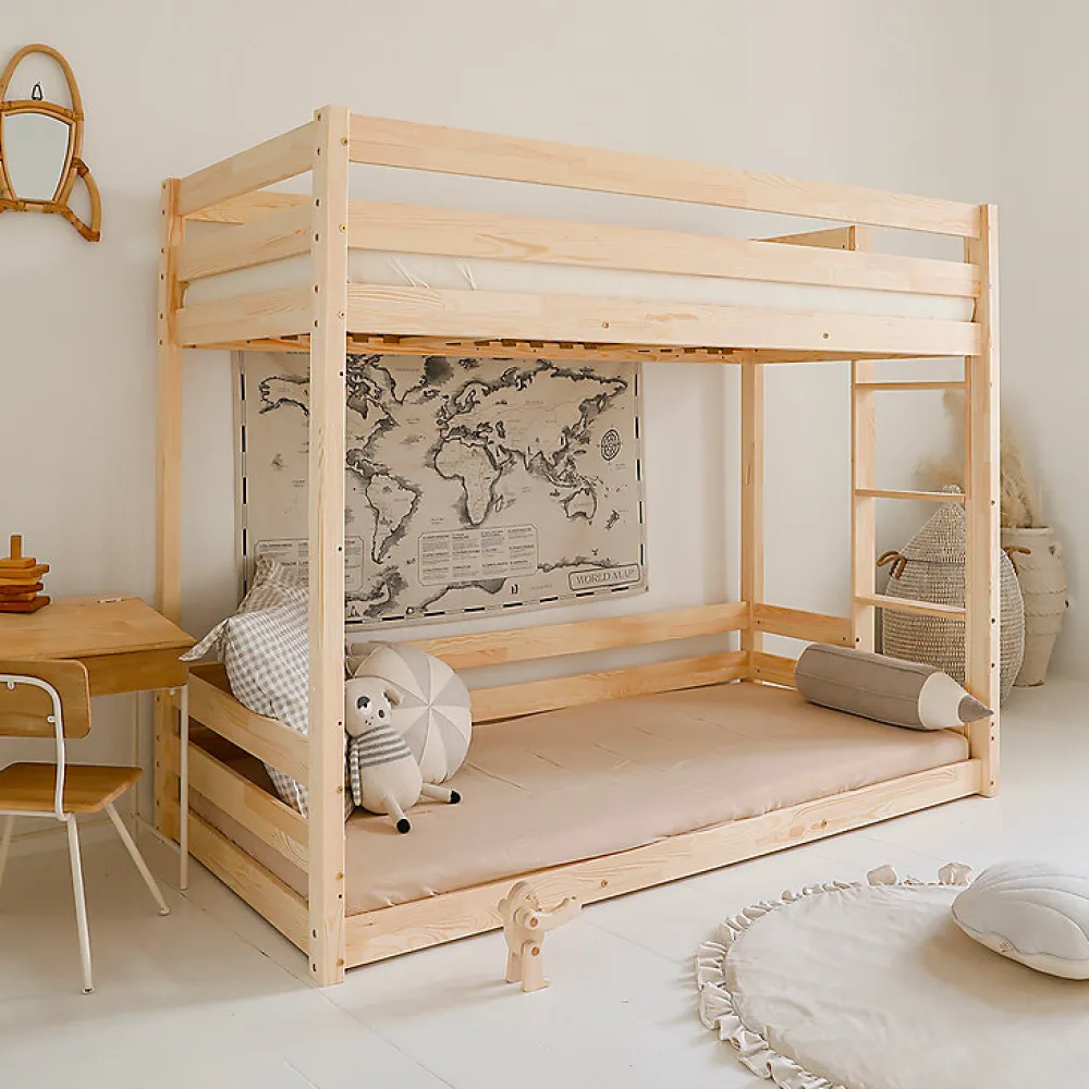 Lit superpose 90x200 au sol sommiers inclus Anaëlle Bois>Petits-Meubles Best