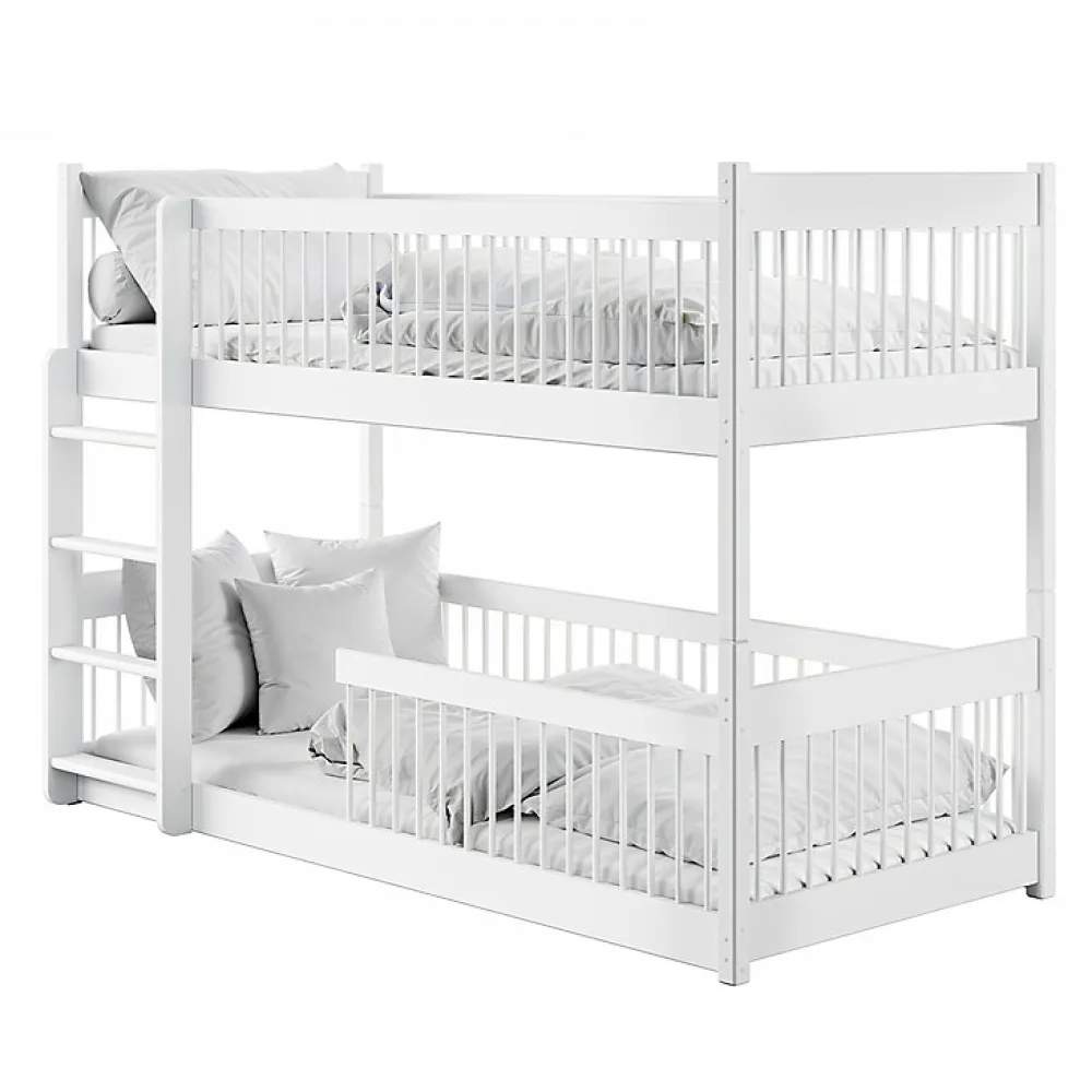 Lit superpose 90x190 au sol sommiers inclus Marion Blanc>Petits-Meubles Discount