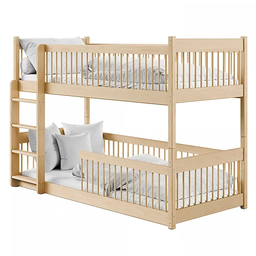 Petits-Meubles Lit superpose 90x200 au sol sommiers inclus Marion Bois*Enfant Lit Enfant