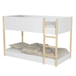 LIT SUPERPOSE 90x190 BOB + 2 SOMMIERS / Blanc et Bois clair>Weber Industries New
