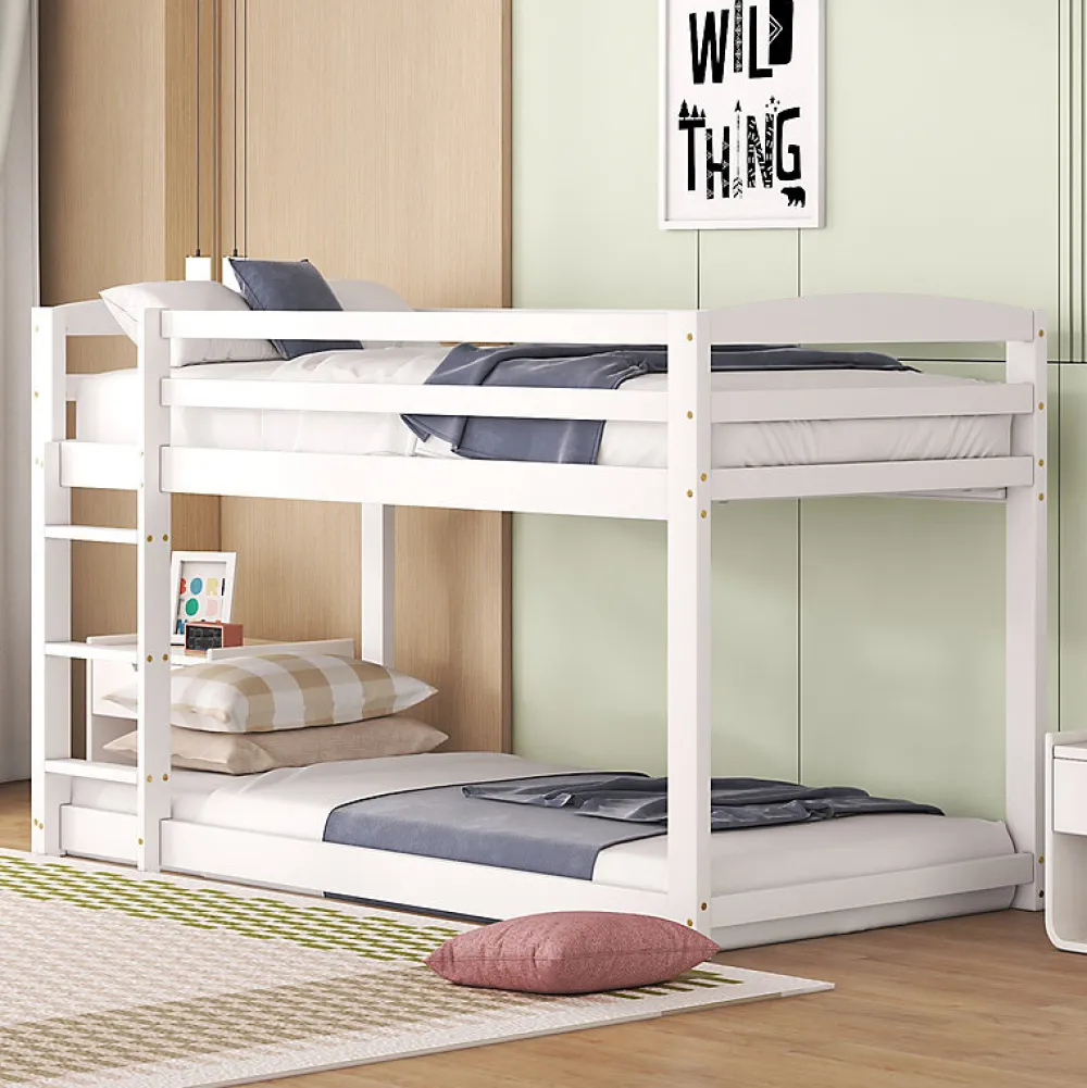 Lit superpose 90x200 cm blanc pour enfants et adolescents avec structure en pin massif facile a assembler>Aapaas Outlet