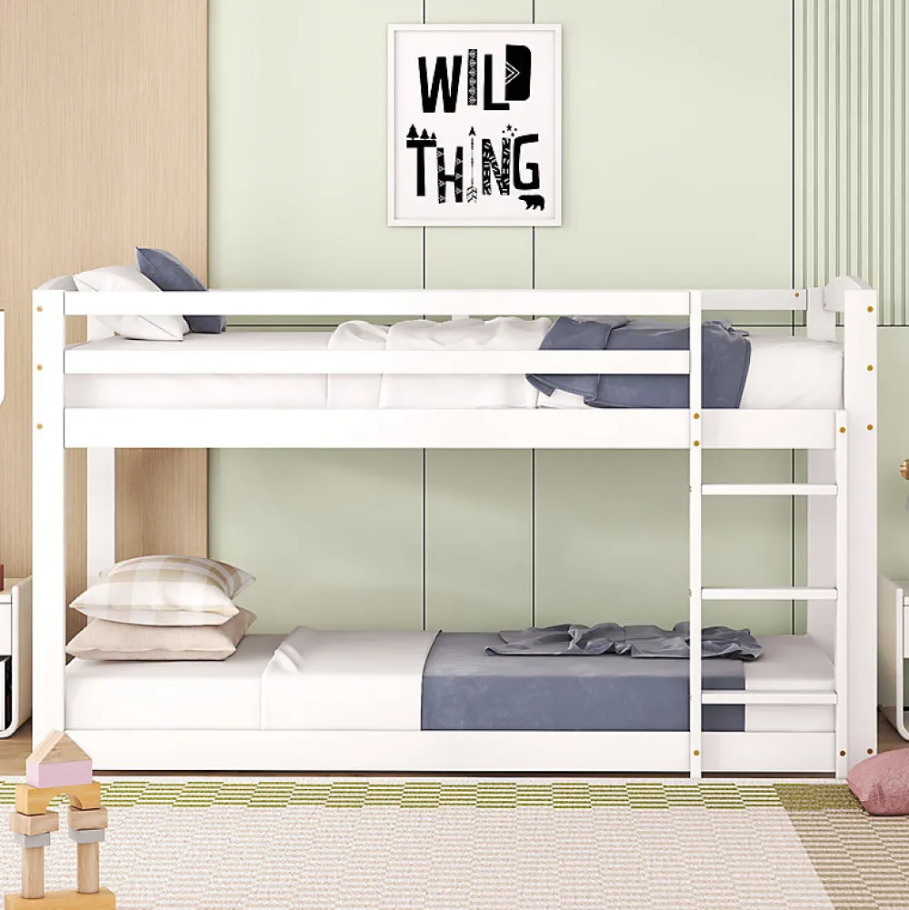 Lit superpose 90x200 cm blanc pour enfants et adolescents avec structure en pin massif facile a assembler>Aapaas Outlet