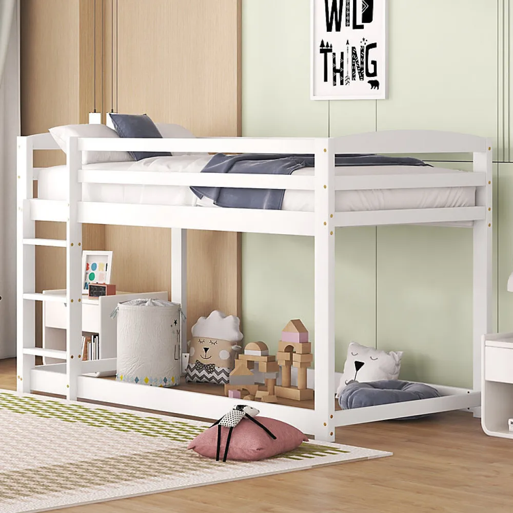 Lit superpose 90x200 cm blanc pour enfants et adolescents avec structure en pin massif facile a assembler>Aapaas Outlet
