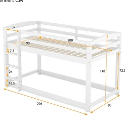 Lit superpose 90x200 cm blanc pour enfants et adolescents avec structure en pin massif facile a assembler><noscript><img width=