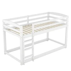 Lit superpose 90x200 cm blanc pour enfants et adolescents avec structure en pin massif facile a assembler><noscript><img width=