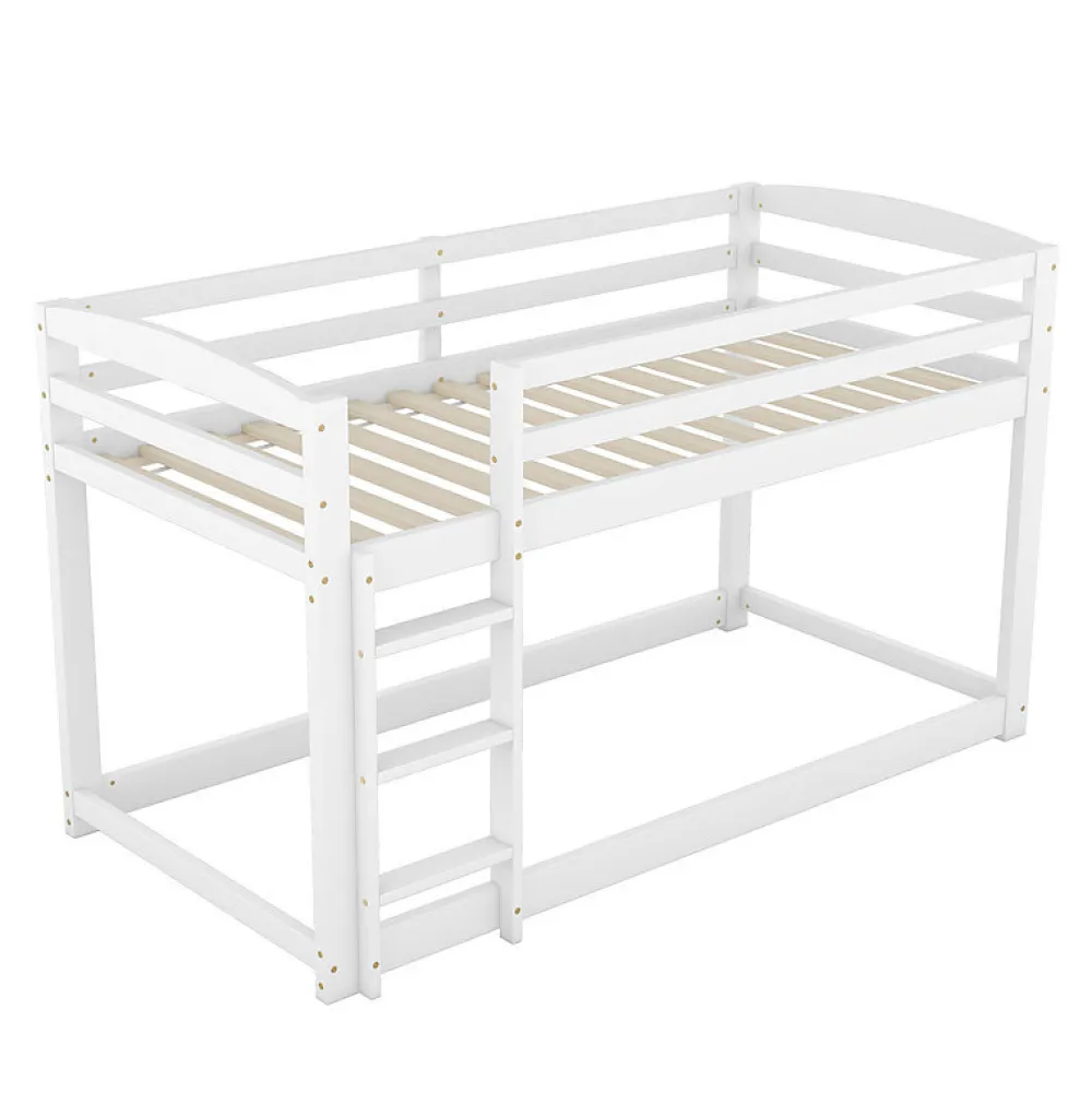 Lit superpose 90x200 cm blanc pour enfants et adolescents avec structure en pin massif facile a assembler>Aapaas Outlet