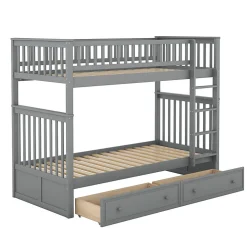 Aapaas Lit superpose 90x200 cm gris avec tiroirs et lits convertibles pour chambre enfant*Enfant Lit Enfant