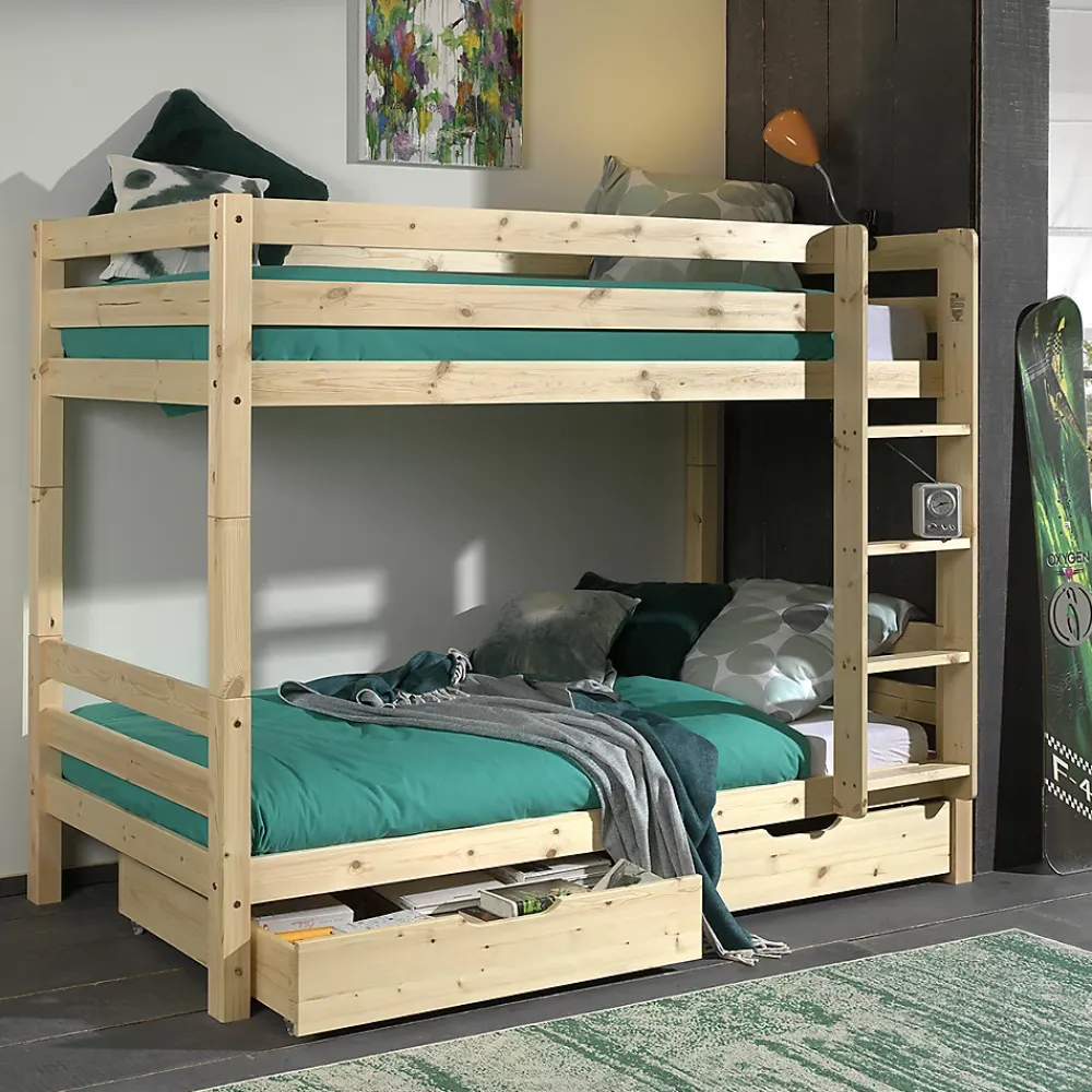 Petits-Meubles Lit Superpose 90x200 Hauteur 160 cm Sommier Inclus Vipack Pino - Bois*Enfant Lit Enfant