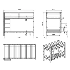 Petits-Meubles Lit Superpose 90x200 Hauteur 160 cm Sommier Inclus Vipack Pino - Bois*Enfant Lit Enfant