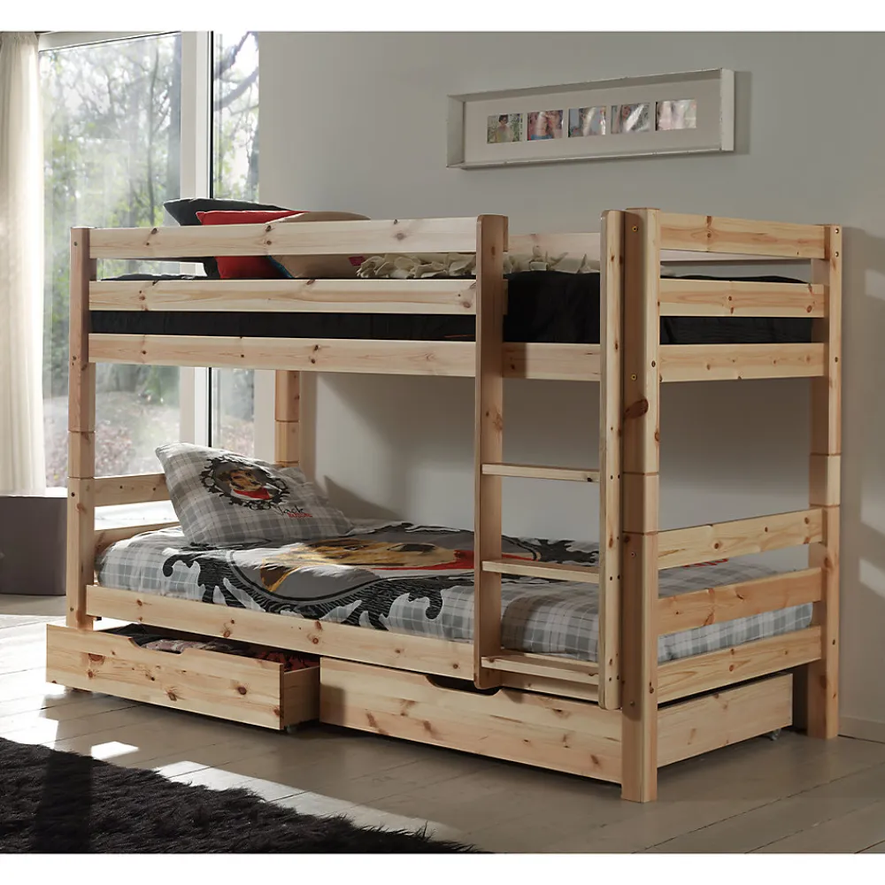Lit Superpose 90x200 Hauteur 140 cm Sommier Inclus Vipack Pino - Bois>Petits-Meubles