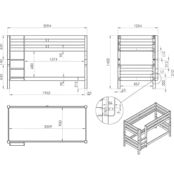 Lit Superpose 90x200 Hauteur 140 cm Sommier Inclus Vipack Pino - Bois><noscript><img width=