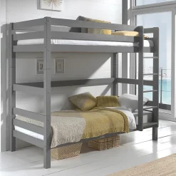 Petits-Meubles Lit Superpose 90x200 Hauteur 180 cm Sommier Inclus Vipack Pino Gris*Enfant Lit Enfant