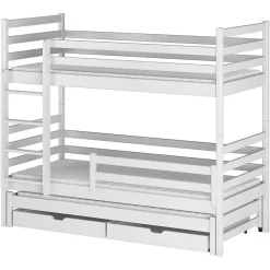 Lit superpose 90x200 sommier lit gigogne et tiroirs inclus Leo Blanc>Petits-Meubles Hot