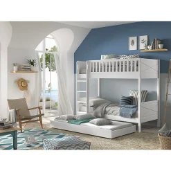 Lit superpose 90x200 sommiers et tiroir inclus Vipack Scott Blanc><noscript><img width=