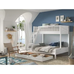 Lit superpose 90-140x200 sommiers et tiroirs inclus Vipack Scott Blanc><noscript><img width=